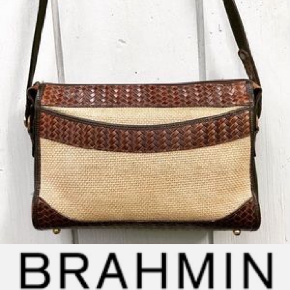 Brahmin Vintage Woven Leather and Linen Bag
